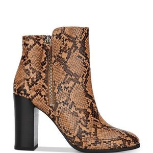 KENNETH COLE NY JUSTIN SNAKE EMBOSSED ANKLE BOOTS TAN NWT SZ 7.5